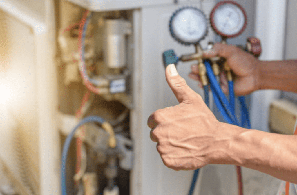 HVAC technician measuring window frame dimensions for residential load calculation HVAC technician measuring window frame dimensions for residential load calculation