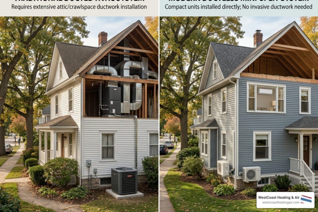 central system vs ductless for older homes